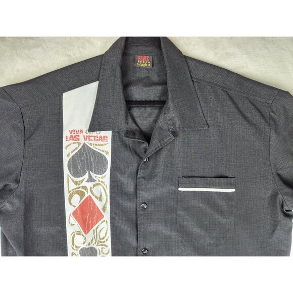 Elvis Presley Steady Viva Las Vegas Card Suits Button Up Shirt Size 2XL Poker - Picture 5 of 16